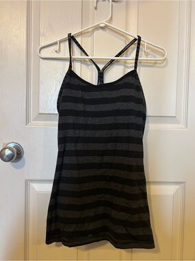 Black & Charcoal Striped Spaghetti Strap lululemon tank
